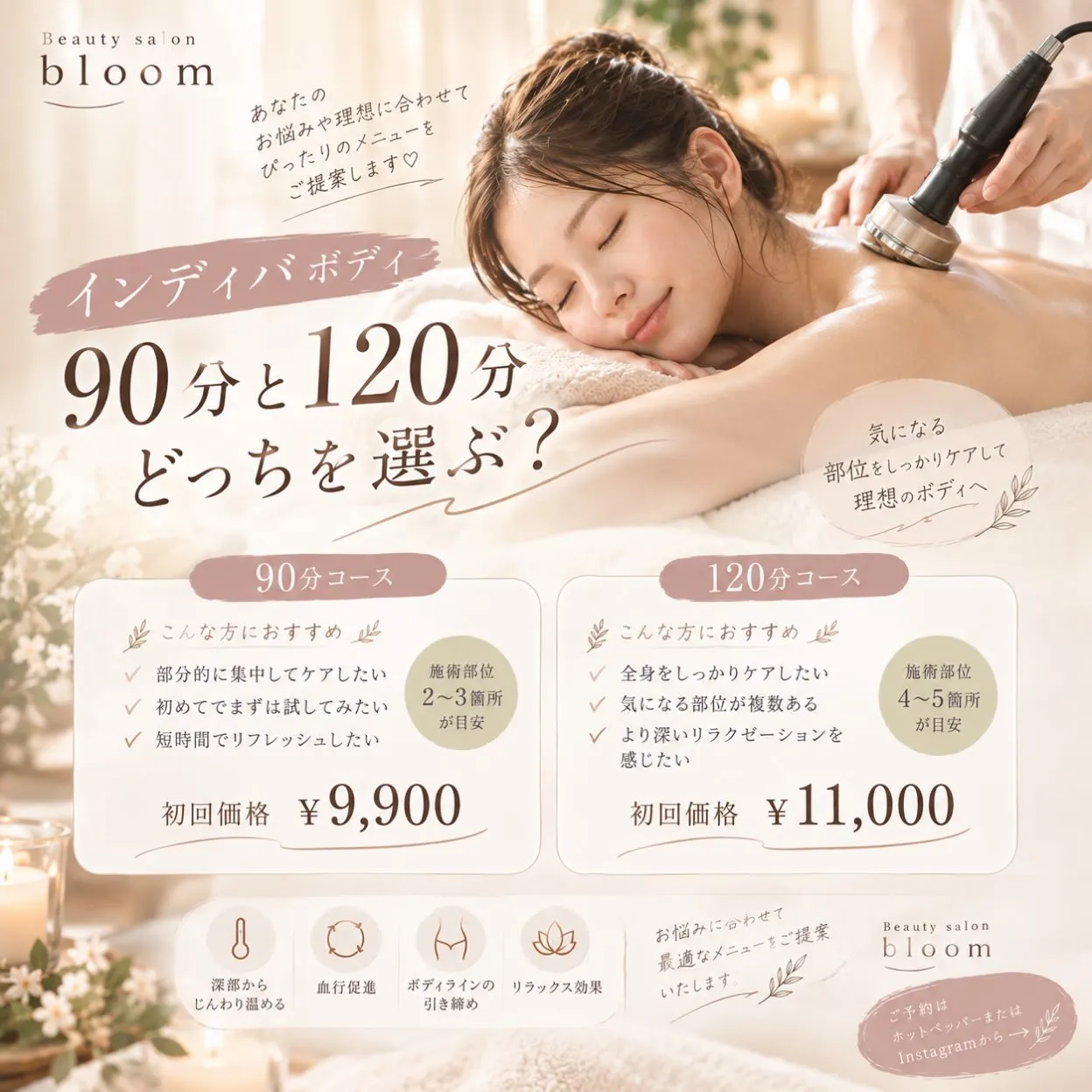 🌿 インディバボディ、90分と120分どっちを選ぶ?